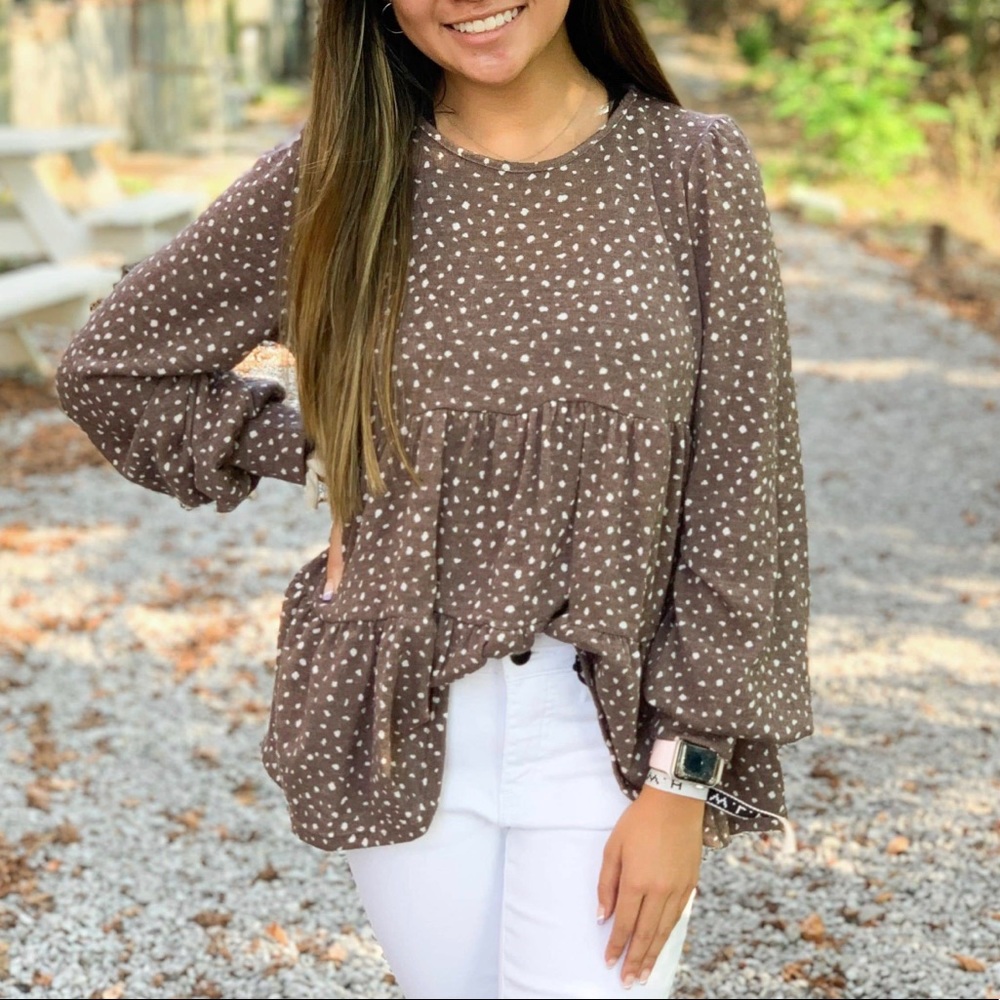 Spotted Fawn Baby Doll Blouse - Picture 2 of 3